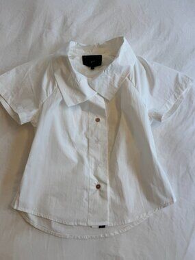 Geel white cotton button-up shirt